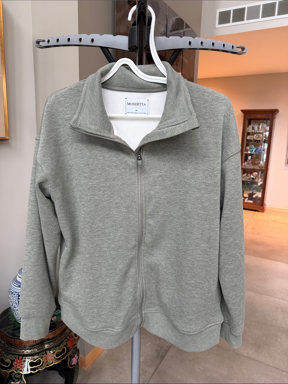Mondetta Women's Heathered Full-Zip Fleece Jacket- Sage Color - Size Medium - Picture 2 of 9